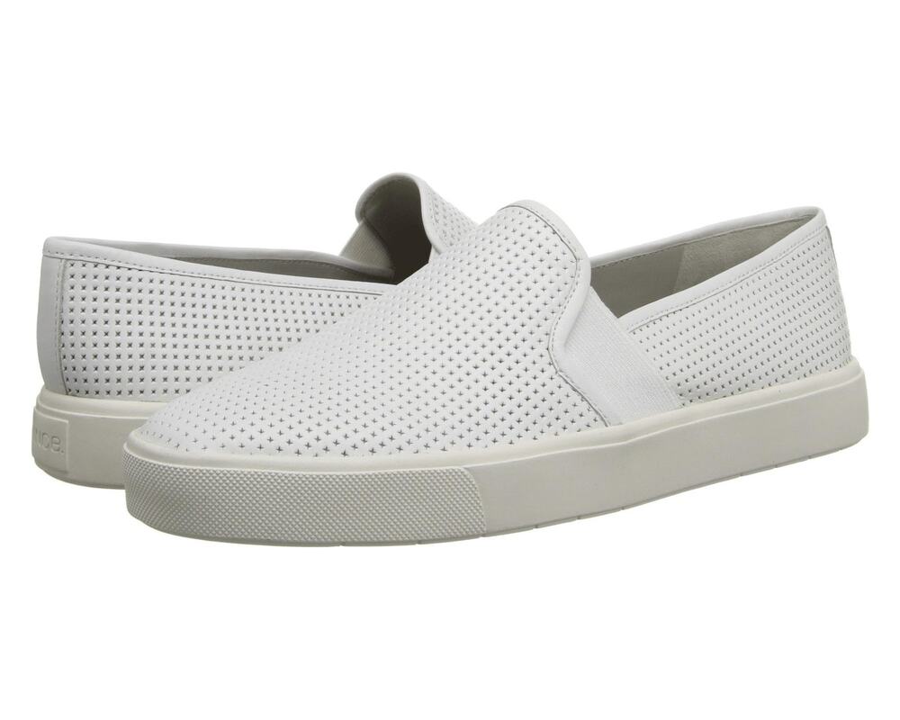 Vince Womens Blair 5 Perforated Slip On Sneaker SIZE 11 White Nubuck Leather